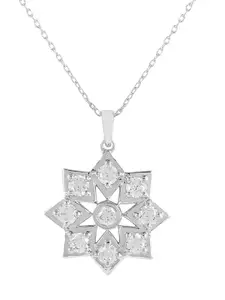 Studio Voylla 925 Sterling Silver American Diamond CZ Stones Embedded Pendant