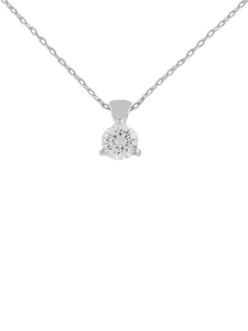 Studio Voylla 925 Sterling Silver American Diamond CZ Single Stone Crafted Pendant