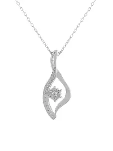 Studio Voylla 925 Sterling Silver American Diamond CZ Exquisite Leaflet Pendant