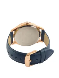Daniel Klein Men Pink Embellished Dial & Blue Leather Straps Analogue Watch