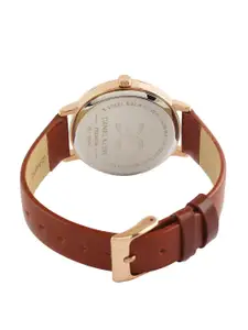Daniel Klein Women Rose Gold-Toned Dial & Brown Leather Straps Analogue Watch DK 1 13046-2