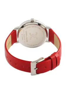 Daniel Klein Women Silver-Toned Dial & Red Leather Straps Analogue Watch