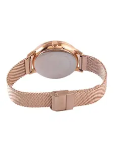 Daniel Klein Women Pink Embellished Dial & Rose Gold Toned Bracelet Style Straps Analogue Watch