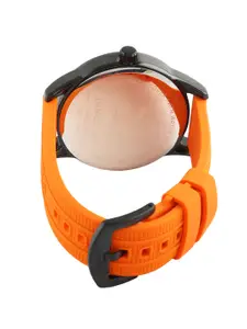 Daniel Klein Men Black Dial & Orange Straps Analogue Watch