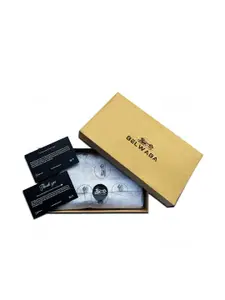 Belwaba Women Beige & Blue Colourblocked PU Two Fold Wallet