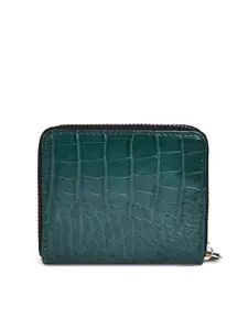 Belwaba Women Green Textured PU Zip Around Wallet