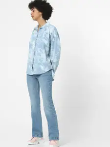 ONLY Women Blue Faded Cotton Casual Shirt