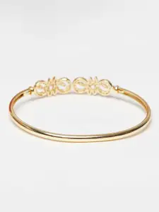 Voylla Women Gold-Toned & White Brass Cubic Zirconia Gold-Plated Bangle-Style Bracelet