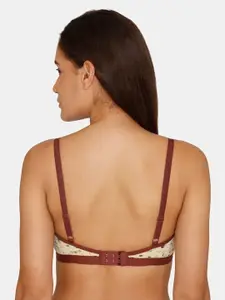 Zivame Women Orange & Brown Printed T-Shirt Bra