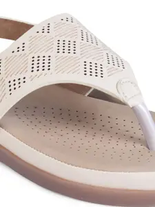 XE Looks Women Cream-Coloured Open Toe Flats With Laser Cuts
