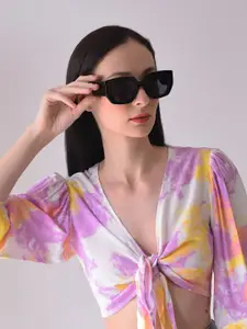 HAUTE SAUCE by  Campus Sutra HAUTE SAUCE by Campus Sutra Women Black Lens & Black Oversized Sunglasses with UV Protected Lens