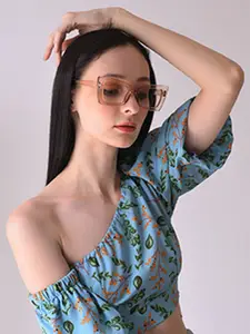 HAUTE SAUCE by  Campus Sutra HAUTE SAUCE by Campus Sutra Women Pink Lens & Peachy Transparent Butterfly Sunglasses