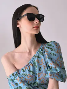 HAUTE SAUCE by  Campus Sutra HAUTE SAUCE by Campus Sutra Women Black Lens & Black Wayfarer Sunglasses with UV Protected Lens