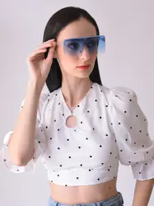HAUTE SAUCE by  Campus Sutra HAUTE SAUCE by Campus Sutra Women Blue Lens & White Oversized Sunglasses with Polarised Lens