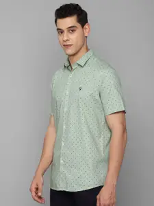 Allen Solly Men Green Slim Fit Printed Pure Cotton Casual Shirt