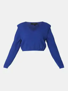 Vero Moda Blue Striped Layered Crop Top