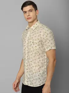Louis Philippe Sport Men Beige Slim Fit Floral Printed Casual Shirt