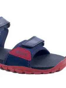 ASIAN Men Navy Blue & Red Solid Sports Sandals