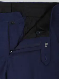 Van Heusen Men Blue Textured Slim Fit Trousers