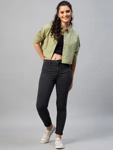 CHIMPAAANZEE Women Green Oversized Pure Cotton Casual Shirt