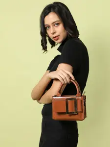 HAUTE SAUCE by  Campus Sutra HAUTE SAUCE by Campus Sutra Brown Solid PU Oversized Structured Handbag