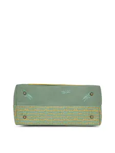 EUME Women Green Geometric Structured Synthetic Leather Handbag