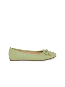 Forever Glam by Pantaloons Women Green Textured Ballerinas with Bows Flats