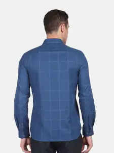 Arrow Men Blue Slim Fit Windowpane Checks Casual Shirt