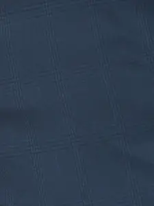 Turtle Men Navy Blue Checked Slim Fit Formal Trouser