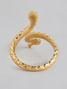 Carlton London Women Gold-Toned Brass Snake Shaped Adjustable Finger Ring
