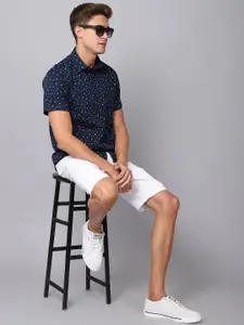 Cantabil Men Navy Blue Printed Casual Shirt