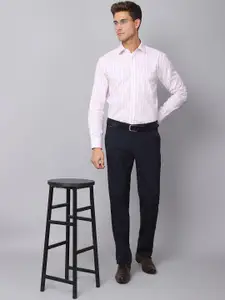 Cantabil Men Pink Striped Formal Shirt