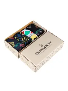 Bonjour Men Pack of 4 Assorted Ankle-Length Socks