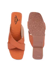 Brauch Women Tan Cross strap Open Toe Flats