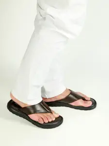ID Men Leather Perforations Flip-Flops