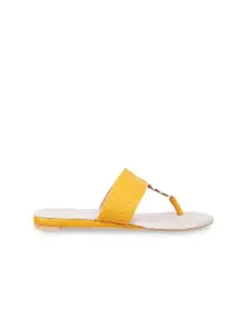 Metro Women Yellow T-Strap Flats