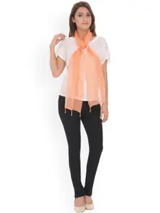 Anekaant Orange Scarf with Beaded Tassel Details