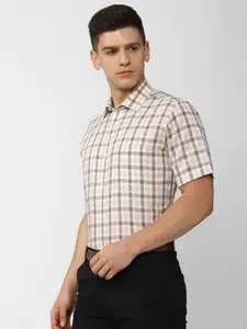 Van Heusen Men Beige Tartan Checks Checked Casual Shirt