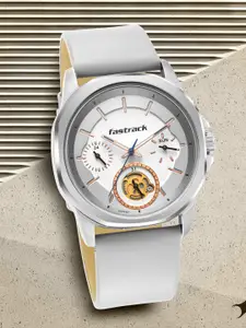 Fastrack Men Brass Dial & Leather Straps Analogue Watch 3283SL01