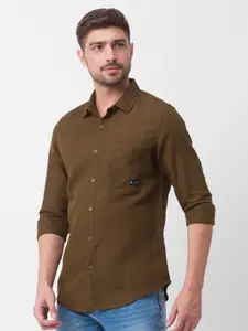 SPYKAR Men Green Slim Fit Casual Shirt