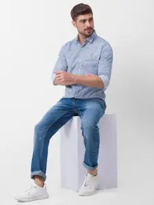 SPYKAR Men White Floral Printed Casual Shirt