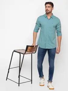 SPYKAR Men Green Slim Fit Casual Shirt