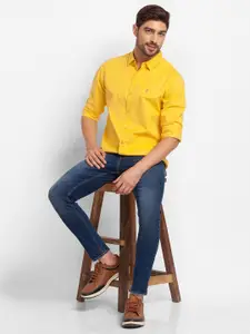 SPYKAR Men Yellow Slim Fit Casual Shirt