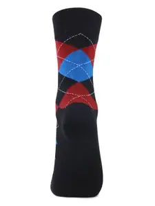 Bonjour Men Black & Red Patterned Cotton Socks