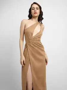 FOREVER 21 Women Brown Self Designed Solid Casual Midi Dress