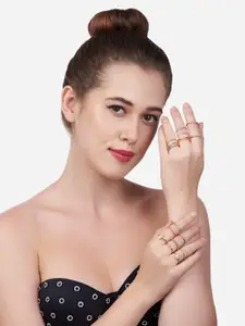 AMI Set of 15 Gold Plated Contemporary Stackable Rings