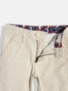 Allen Solly Junior Boys Cream-Coloured Printed Chinos
