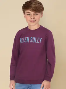 Allen Solly Junior Boys Purple & Blue Brand Logo Print Sweatshirt