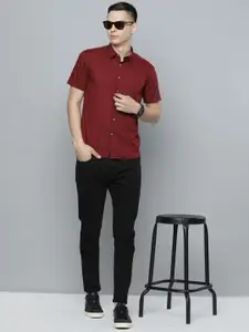 Flying Machine Men Solid Cotton Linen Casual Shirt