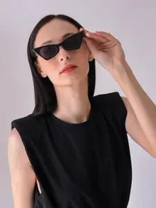 HAUTE SAUCE by  Campus Sutra HAUTE SAUCE by Campus Sutra Women Black Lens & Black Cateye Sunglasses with UV Protected Lens